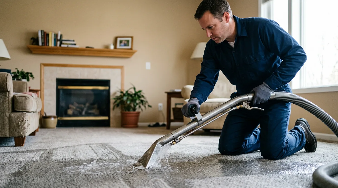 Water damage restoration technician working near Germantown, NY